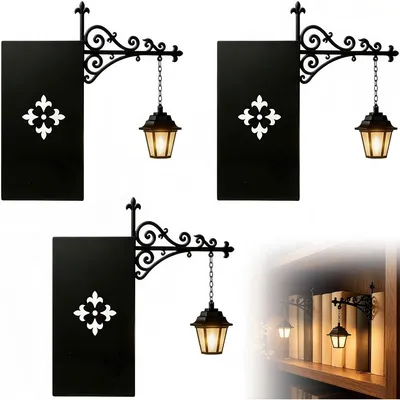 Produktbild von 3pcs LED Buchstütze mit Vintage Laterne, dekorative Buchstützen für Bücherregal mit warmweißem Licht, Retro Leselampe Geschenk für Bücherliebhaber