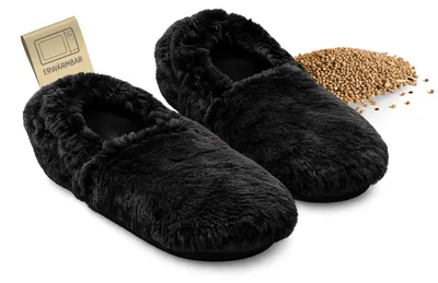 Produktbild von Habibi Wärmeschuhe aufheizbare Thermo Hausschuhe Fußwärmer für Mikrowelle & Ofen - schwarz, Schuhgröße M (EUR 37-40), KI-generiertes Bild
