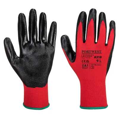 Produktbild von Portwest A310 Flexo Grip Nitril Handschuh Red/Black Gr. M