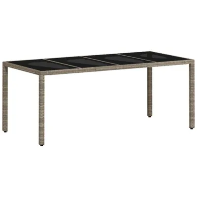 Immagine prodotto di Tavolo da giardino con piano in vetro grigio chiaro 190x90x75 cm in poly rattan