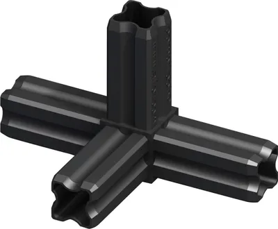 Produktbild von alfer Knoten-Verbinder 90º, 4 Zapfen 23.5 mm Kunststoff glatt schwarz