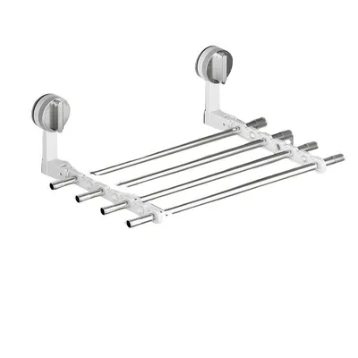 Produktbild von Faltbarer Saugknopf-Wäscheständer ohne Bohren, stark tragfähig, vielseitig, für Bad & Balkon, Aluminium, Weiß, 40cm