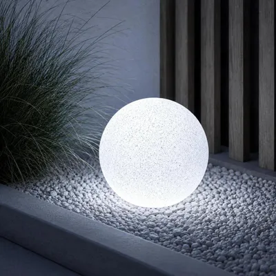Produktbild von LUMILED Stein Kugelleuchte Außen 20cm Außenkugelleuchte Kugellampe Gartenkugel Außenleuchte Kugel Wegeleuchte IP44 E27 Fassung Anschlusskabel 1,95m