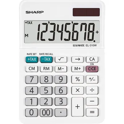 Produktbild von Sharp EL-310W, Desktop, Finanzrechner, 8 Ziffern, 1 Zeilen, Batterie/Solar, Weiß
