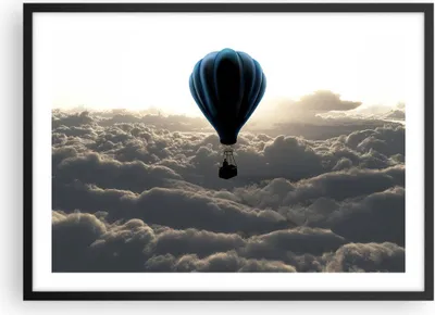 Produktbild von Gerahmtes Poster - Schwarzer Rahmen - Wolke Ballon Himmel - 70x50 cm - Wand Bild - Wanddeko - Wandbilder - Kunstposter - Wandposter - Bilderrahmen - Bilder - Kunstdruck - Wandbild - P2BAA70x50-3577