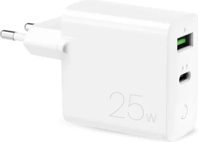 Zdjęcie produktu dla Ładowarka sieciowa USB-A USB-C PD 25W - biała