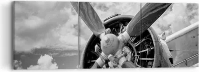 Produktbild von Bild auf Leinwand - Leinwandbild - 3 Teile - Motor Schwarzweiß Propeller - 90x30cm - Wand Bild - Wanddeko - Wandbilder - Leinwanddruck - Bilder - Wanddekoration - Leinwand bilder - CA90x30-4289