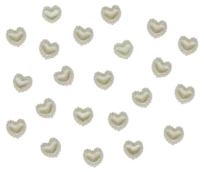 Produktbild von 25 cremefarbene Perlenherzen Deko Streuteile für Scrapbooking und Tischdekoration