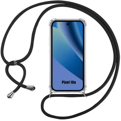 Image de Coque pour Google Pixel 10a, Protection TPU Antichoc Renforcée avec Cordon Noir Réglable