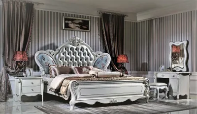 Produktbild von Design Schlafzimmer 3tlg. Bett 2x Nachttisch Klassischer Luxus Betten Set Leder