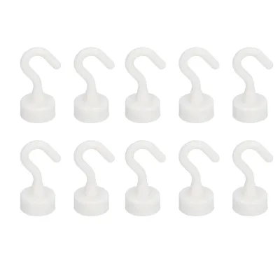 Produktbild von 10er-Set magnetische Haken, weiß, robust, aus ABS, kompakt, für Kühlschrank und Mikrowelle, 5 kg