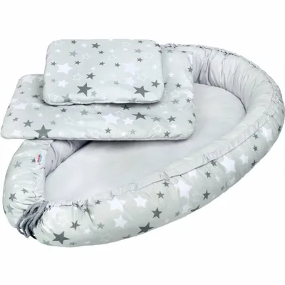Produktbild von Luxus-Baby-Nest mit Decken New Baby weiß und grau Sterne