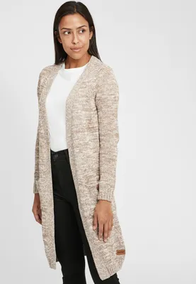 Produktbild von OXMO OXPhiletta Damen Lange Strickjacke Grobstrick Cardigan Longstrickjacke aufgesetzte Taschen 100% Baumwolle Regular fit