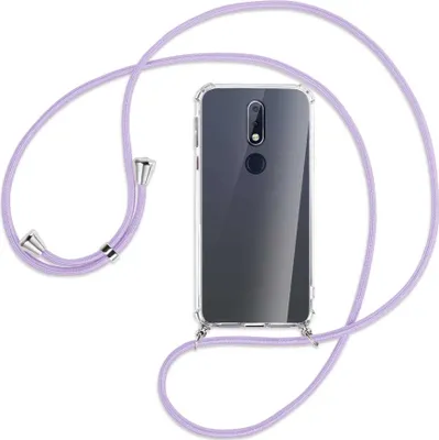 Produktbild von Handykette Backcover-Schutzhülle mit Band (Metall silberfarben) für Nokia 7.1 - violett
