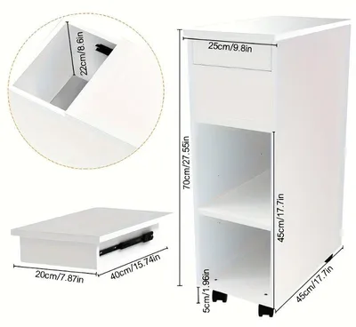 Zdjęcie produktu dla Pojemnik do przechowywania – Komoda – Mobilna, z kółkami z blokadą – Kompaktowa, wymiary 25x45x70 cm