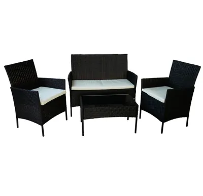 Produktbild von MURCIA technorattan Gartenmöbel Set, Rattanmöbel, 4-Sitzer Set schwarz, für Garten, Balkon