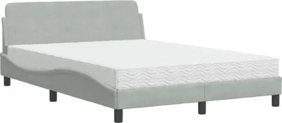 Produktbild von vidaXL Bett mit Matratze "Dover" Hellgrau 140x190 cm Samt