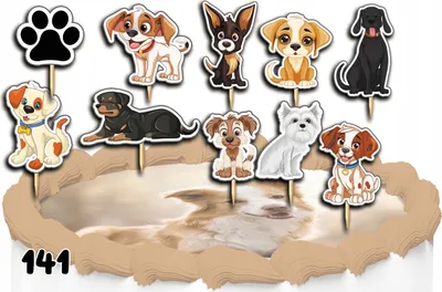 Image de Set de décoration de gâteau - ANIMAUX Chiens Chiens Chiens Chiens 10 pièces.