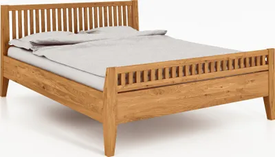 Productafbeelding van Bed ODYS, 140 x 220 cm, gemaakt van massief hout, met een houten hoofdeinde, naturel geolied