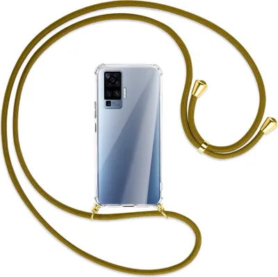 Produktbild von Handykette Backcover-Schutzhülle mit Band (Metall goldfarben) für vivo X50 Pro, X51 5G - khaki
