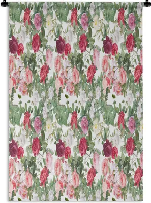 Produktbild von MuchoWow® Wandteppich Wandbehang Pfingstrose - Blumen - Farben - Rosen 90x135 cm Tapisserie Dekoration Wandtuch - Baumwolle - Wandskulptur