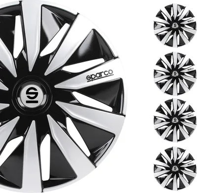 Zdjęcie produktu dla Kołpaki Sparco 15 cali Lazio czarne srebrne 4szt