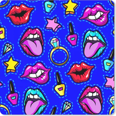 Produktbild von MuchoWow® Mauspad Mousepad Muster - Popart - Neon - Blau 20x20 cm - Mousepads - Maus Mat - Pad - Mausunterlage - Desk Mat - Bureauartikeln