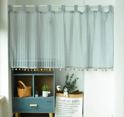 Voile-Vorhang mit Muster, Kurzvorhang, B x H 140 x 60 cm, Grau