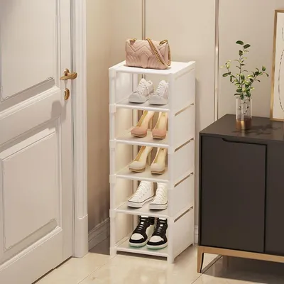 Produktbild von Schuhregal Weiß Schmal 6 Ebenen 27x26 cm Platzsparend Offen für Flur Schlafzimmer