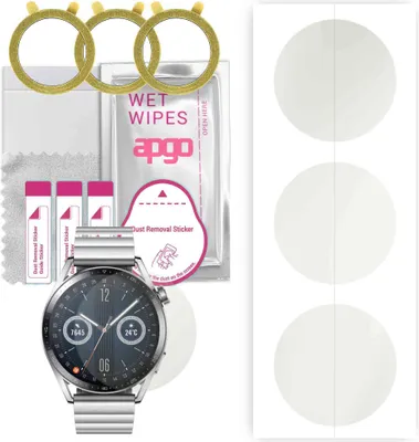 Produktbild von apgo 3 Stück Schutzfolie, Matt, kompatibel mit Huawei Watch GT 3 46mm Elite Smartwatch, Hydrogel Displayschutzfolie mit Positionierhilfe, Displayfolie, robust und kratzfest