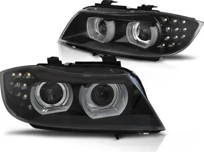 Immagine prodotto di Fari LED 3D con luci diurne "Angel Eyes" compatibili con BMW Serie 3 E90/E91 LCI 09-11, colore nero