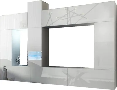 Immagine prodotto di Furnitech Parete attrezzata soggiorno - Parete attrezzata moderna - Scaffali e mobile TV - Mobili da soggiorno senza LED (Future C39/HG/W2 1A)