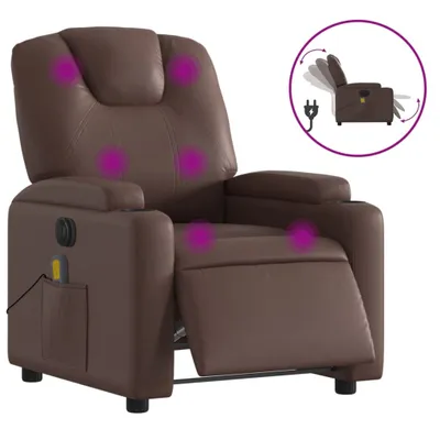 Image de vidaXL Fauteuil de massage électrique brun similicuir
