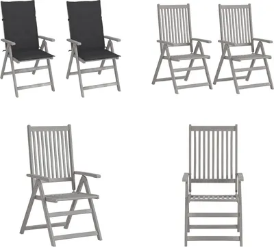Produktbild von vidaXL Verstellbare Gartenstühle 2 Stk. mit Auflagen Massivholz Akazie - Gartenstuhl - Gartenstühle - Stuhl - Stühle