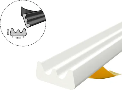 Immagine prodotto di Guarnizione per finestra Guarnizione per porta Guarnizione in gomma Profilo E EPDM 9×4 mm 20 m bianco autoadesivo