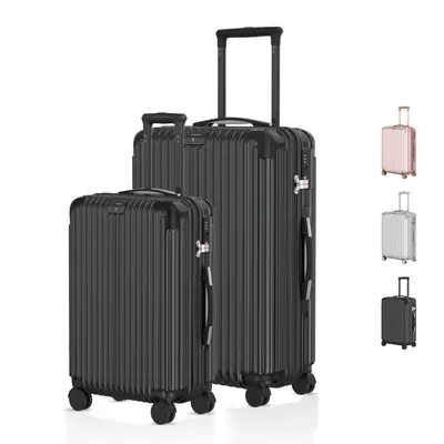 Image de Voyagoux® - Ensemble de voyage M/L - Valises - 2 pièces - Valise de voyage à roulettes - Noir - Serrure TSA