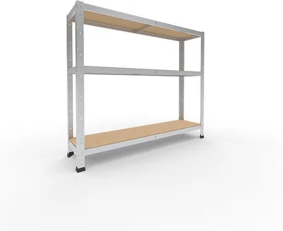 Imagen del producto de Estantería industrial Silecomplaza, galvanizada/estantería metálica con 3 estantes/estantería para sótano, garaje, taller o almacén/estantería modular metálica con capacidad de carga de 175 kg