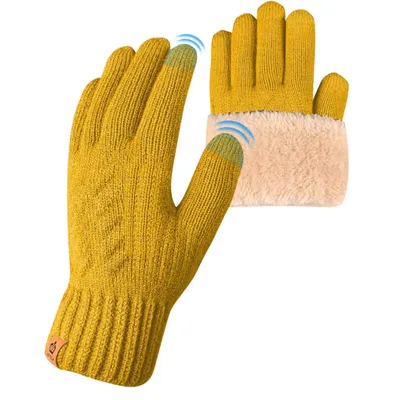 Produktbild von Thermo Winterhandschuhe Touchscreen Damen Herren Fleece Gelb