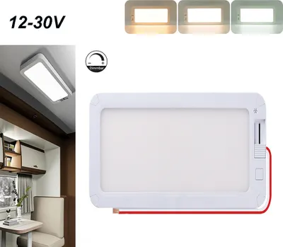 Produktbild von Wohnmobil Lampe 12V-30V Dimmbar, Wohnwagen Lampe Deckenlampe Leselampe 3 Lichtfarben 96 LEDs, Innenbeleuchtung für Wohnmobil RV Schiff Yacht