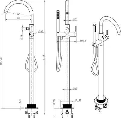 Produktbild von Stilform Freistehende Badewannenarmatur Park Chrom Standarmatur