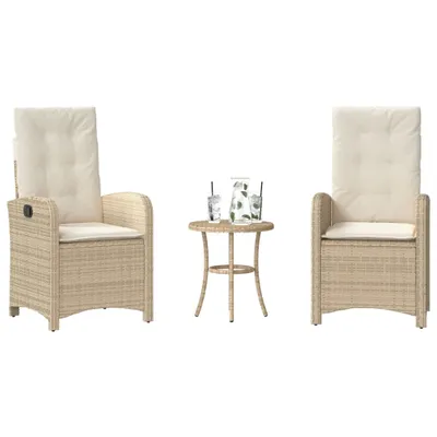 Produktbild von Maison Exclusive - 3-tlg. Bistro-Set mit Kissen Beige Poly Rattan