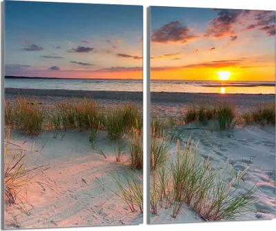 Produktbild von Herdabdeckplatten 2 teilig 30x52 Glaskeramikfeld Abdeckung Glas, Strand Sonne