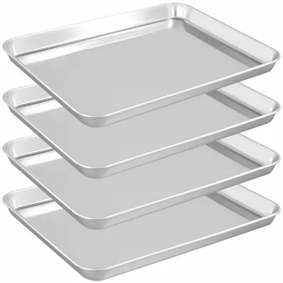 Backblech-Set 4 Stück Edelstahl 31,5 x 24,5 x 2,5 cm silber