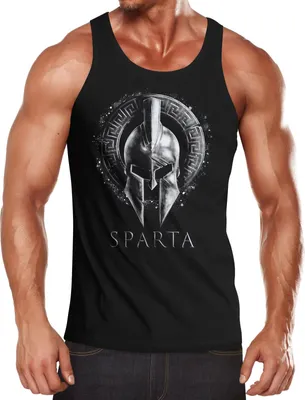 Produktbild von Herren Tank-Top Aufdruck Sparta Helmet Krieger Warrior Spartahelm Fitness Muskelshirt Muscle Shirt Neverless® schwarz schwarz S