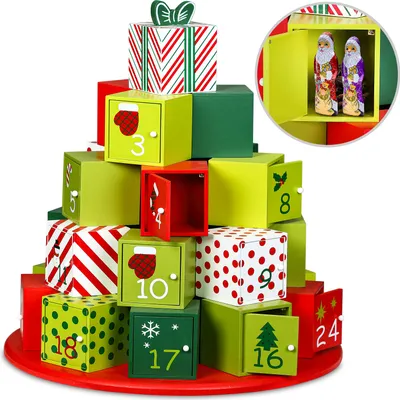 Image de Spielwerk® Calendrier de l'Avent en Bois 'Montagne de cadeaux XXL'
