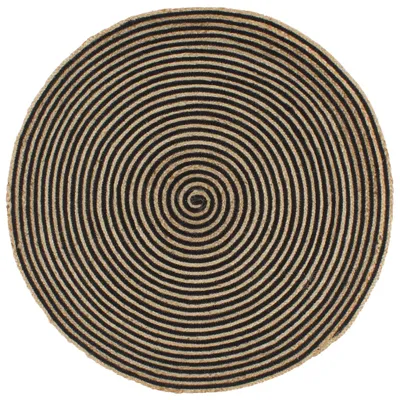 Image de Vidaxl Teppich handgefertigt mit Spiraldesign 90 cm Jute Schwarz