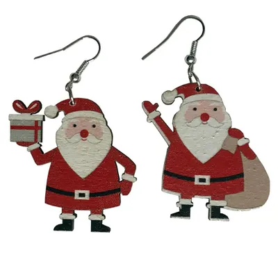 Produktbild von Weihnachtsmann Ohrringe Santa Winter Miniblings Weihnachten Holz flach Mix