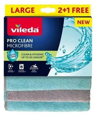 Utierka, s mikrovláknom, 2+1 ks, VILEDA "Pro Clean", modrá-sivá