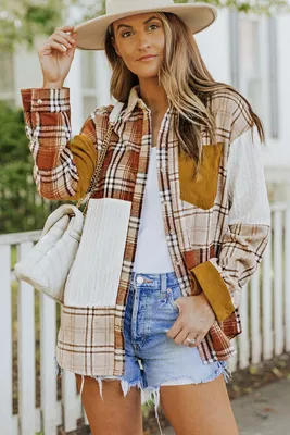 Immagine prodotto di OMG Camicia a quadri da donna con taschino Ejido arancione S