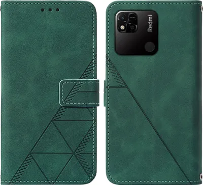 Image de Etui en cuir pour Xiaomi Redmi 10A étui design avec embossage, porte-cartes et support vert